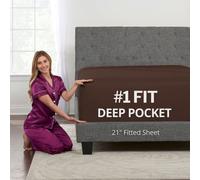 Lovely Queen Deep Pocket Fitted Sheet 21' Perfectly Fits 17'23' Mattresses Brown