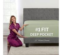 Lovely Queen Fitted Sheet - Extra Deep Pocket - Perfectly Fits 17”-23” Mattresses - Green