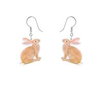 Lovely Rabbit Dangle Drop Hook Hoop Earrings for Women Cute Acrylic Bunny Animal Dangling Earring Fake Huggie Hoops Vivid Jewelry, S, Acrylic, No Gemstone