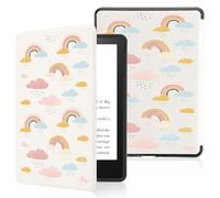 Lovely Rainbow Clouds Rain Case for 6" Kindle (11th Gen,2024&2022) with Hand Strap,Compatible with iPhone MagSafe for Wireless Charging,Sleep/Wake,Soft Silm Fit Leather Cover for Kindle