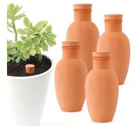 Lovely Ran 4pcs 3.1inch Plant Watering Globes Clay Watering Pot with lid Terra Cotta Clay Irrigation Globes Terracotta Watering Simple Irrigation Peripheral Water System Self Watering System