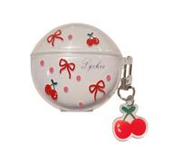 Lovely Red Cherry Pattern Case for Oppo Enco Air3i, Headphone Earphone Case Cover with Pendant Accessories