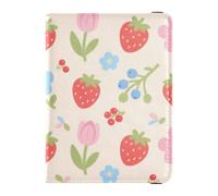 Lovely Red Strawberry Flowers Passport Holder Passport Wallet Lightweight