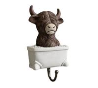 Lovely Resin Highlands Cow Wall Mount Hook Farm Animal Wall Hanger Ideal for Bathroom Organization and Stylish Decors Bathroom Decors Hooks