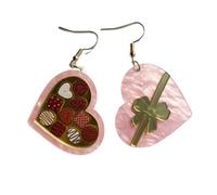 Lovely Resin Love Cake Balloon Black Cat Dangle Earring Love Heart Dice Bear Valentine's Day Earrings Valentine's Day Mother's Day Jewelry Gift for Women, Zinc, No Gemstone