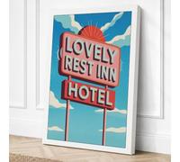 Lovely Rest Inn Sign Retro Canvas Wall Art Print 18x12 Inch (46 x 30 cm)