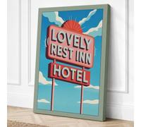 Lovely Rest Inn Sign Retro Canvas Wall Art Print 18x12 Inch (46 x 30 cm)