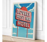 Lovely Rest Inn Sign Retro Canvas Wall Art Print 24x16 Inch (61 x 41 cm)