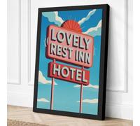Lovely Rest Inn Sign Retro Canvas Wall Art Print 24x16 Inch (61 x 41 cm)