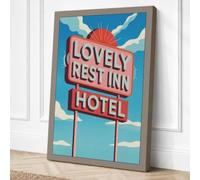 Lovely Rest Inn Sign Retro Canvas Wall Art Print 24x16 Inch (61 x 41 cm)