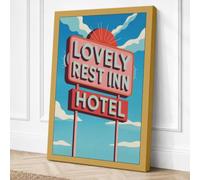 Lovely Rest Inn Sign Retro Canvas Wall Art Print 36x24 Inch (91 x 61 cm)