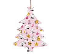 Lovely Rice Ball Printed Christmas Tree Shape Xmas Ornaments 1 Pcs, Christmas wooden pendant Hanging for Xmas Tree Home Indoor Outdoor Decor