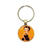 Lovely Romance Betty Boop Series Pattern 25mm Round Glass Cabochon Handmade Keychain For Glamorous women Girls Gift