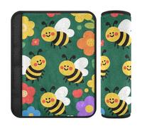 Lovely Safari Bee Flower 2 pcs Shoulder pad Release Stress to Your Neck and Shoulders for SUV Protector para cinturón de carro
