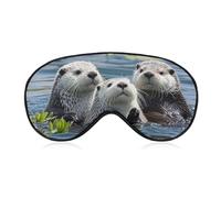 Lovely Sea Otter Blackout Sleep Eye Mask, Ventilated Fabric, Adjustable Wearing Style, Zero Pressure Sleeping Mask Soft Skin Friendly Eyeshade for Women Men