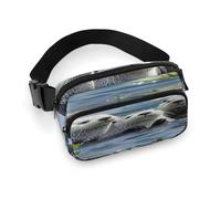 Lovely Sea Otter Fanny Pack Belt Bag with Adjustable Strap Fashion Waist Bag for Outdoor Sports Hiking, white, 20x13cm, Full Printed Waist Bag