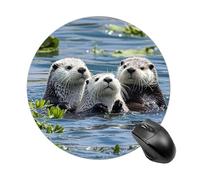 Lovely Sea Otter Mouse Pad Funny Round Mousepad Anti-Slip Rubber Mouse Mat Laptop Desk Accessories 7.8 X 7.8 Inch for Office and Home Use