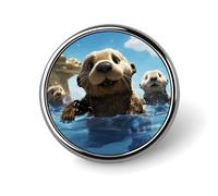 Lovely Sea Otter Print Badges Pin, Personalized Exquisite Round Badge, 1 Inch Button Pins for Women And Men, Decorative Metal Round Brooch for Clothing, Backpacks, And Hats