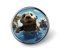 Lovely Sea Otter Print Button Pin 1 Inch, Personalized Metal Lapel Pins, Lightweight Round Brooch Pin, Elegant Button Badges, Funny Enamel Pins for Shirts Jackets Bags & Gift