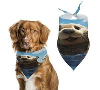 Lovely Sea Otter Print Dog Bandana, Triangle Pet Scarf