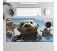 Lovely Sea Otter Print Gaming Mouse Pad 12x24 Inch Desk Pad Protector Waterproof Non-Slip Rubber Base Keyboard Mat Extra Large Desktop Mat for Office Home Computer Laptop Table Accessory