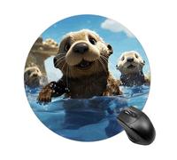 Lovely Sea Otter Print Mouse Pad 7.8", Premium Non-Slip Rubber Base Mousepad, Waterproof Portable Computer Mouse Mat, Small Round Mousepad for Office Home Gaming Laptop Men Women