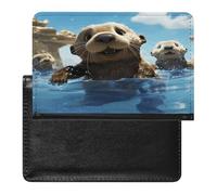 Lovely Sea Otter Print Passport Holder Cover Leather Passport Wallet RFID Blocking Travel Wallet Documents Organizer Passport Protector Passport Cover for Men&Women