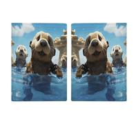 Lovely Sea Otter Print Passport Holder Leather Passport Wallet Cover Case Passport Protective Cover Cute Passport Book Holder Slim Credit Card Holder Travel Accessories for Women Men