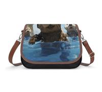 Lovely Sea Otter Print Shoulder Bag for Women Small Crossbody Bag PU Leather Underarm Handbag with Adjustable Strap Cute Hobo Purses for Daily Commute Travel