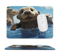 Lovely Sea Otter Print Stitched Edge Mouse Pad