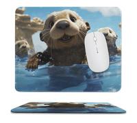 Lovely Sea Otter Print Stitched Edge Mouse Pad