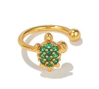 Lovely Sea Turtle Ear Cuff Earring Cubic Zirconia Simulated Emerald Crystal Ocean Animal Cartilage Clip On Fake Huggie Hoops Earrings Dainty Jewelry Gifts for Women Teen Girls 1Pcs (Gold)