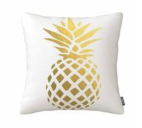 Lovely Shape Tropical Pineapple Fruit Golden Art Decorative Pillow Case Cotton Linen 18X18 Inches