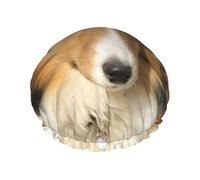 Lovely Sheltie Dog Double Layer Elastic Waterproof Shower Cap Reusable Bath Cap