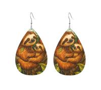 Lovely Sloth Family And Butterfly Dangle Earrings Creative Leather Earring Fashion Earring For Accessories Women Daily