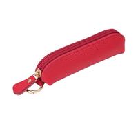Lovely Small Leather Coin Purse with Keychains, Red | Minis Coin Pouches for Backpack Decorations, Leather Change Purse with Zippers, Keychain Rings Holder Gift