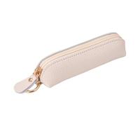 Lovely Small Leather Coin Purse with Keychains, White | Minis Coin Pouches for Backpack Decorations, Leather Change Purse with Zippers, Keychain Rings Holder Gift
