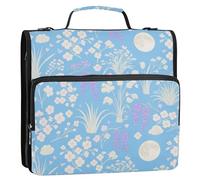 Lovely Small Purple Floral Moon 3 Rings Binder Organizer with Shoulder Strap Includes Zip Pocket Portfolios Portfolio Organizer for School Organizadores de adhesivos escolares