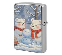 Lovely Snow Bear Lighter Case Pouch Double-Sided Metal Lighter Sleeve Scratch & Drop Resistant Lighters Protector Fits Standard Kerosene Lighters Pocket Protective Cover for Camping Party