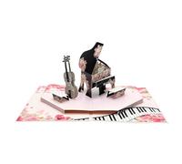 Lovely Spring Flower Piano 3D Greeting Card Set with Writing Envelope for Wedding and Various Special Occasions Event