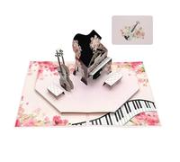 Lovely Spring Flower Piano 3D Greeting Card Set with Writing Envelope for Wedding and Various Special Occasions Party Invitation