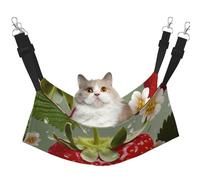 Lovely Strawberry Cat Hammock for Cage Hanging Soft Pet Hammock Bed with Adjustable Straps and Metal Hooks Reversible Double Sided Hanging Bed Soft Sleeping Hammock for Cats