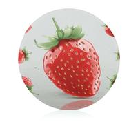 Lovely Strawberry Cutting Board for Kitchen Mini Cheese Chopping Board Round Tempered Glass Chopping Block for Picnic Cutting Pizza Meat Fruit(7.9 Inch)
