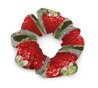Lovely Strawberry Hair Scrunchies for Women No Damage, Soft Elastic Hair Ties with Fashionable Printed Patterns, Satin Scrunchy Hairbands for Ponytail, Bun, Workout & Sleep