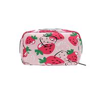 Lovely Strawberry Makeup Bag Portable Organizer Cosmetic Bag for Travel Makeup Case, Gifts, Daily Use Toiletry Bag for Girls Women