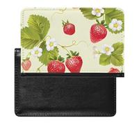 Lovely Strawberry Passport Cover Family Printed Leather Passport Holder Minimalist Front Pocket Slim Travel Wallet Cover Case Lightweight Credit Card Holder for Women Men
