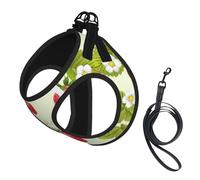 Lovely Strawberry Print Adjustable Reflective Harness Leash Set For Cats, Dogs And Small Pets, Soft Breathable Mesh Walking Vest With Escape-Proof Lead