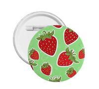Lovely Strawberry -Print Custom Round Enamel Pin - Alloy Metal Lapel Badge For Jacket, Bag, Gift Idea.