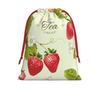Lovely Strawberry Print Gift Drawstring Decor Bag For Holiday Party Favors Birthdays Anniversaries Pouch