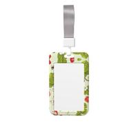 Lovely Strawberry Print Id Card Holder,Badge Holder with Lanyard,Work Pass Protector for Office Staff School Nurse